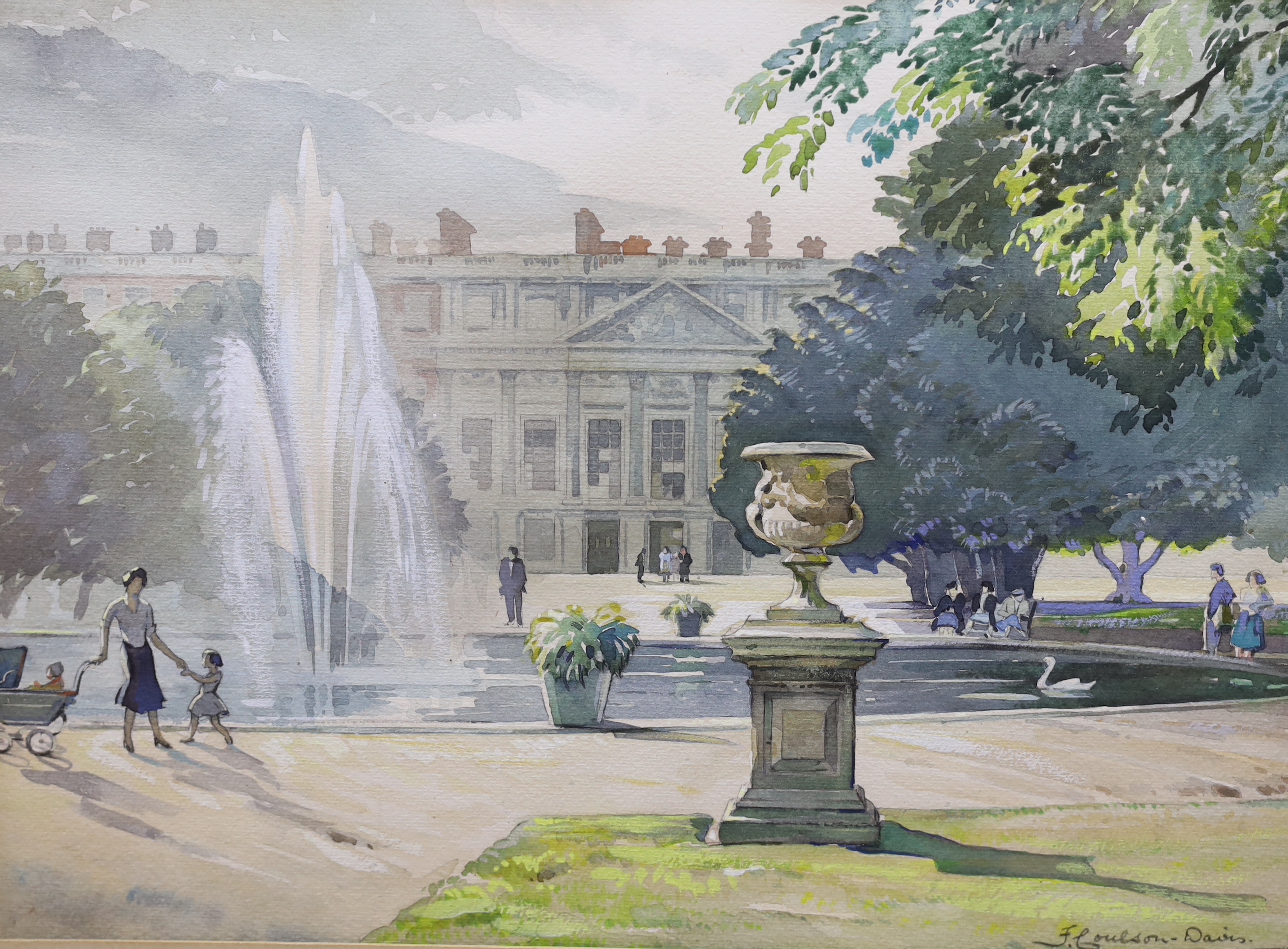 Frederick Victor Coulson (1891-1965), watercolour, 'The Fountain, Hampton Court', signed and dated 1949, 26 x 36cm